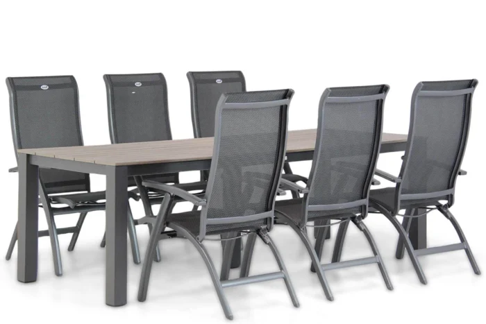 Hartman Summerland/Valley 240 cm dining tuinset 7-delig - Grijs-antraciet