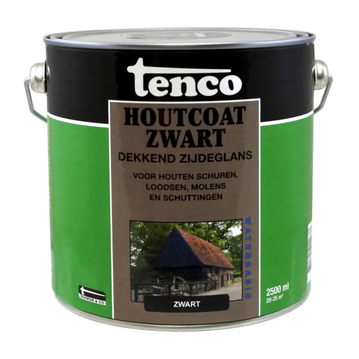 Tenco Houtcoat waterbasis zwart 2,5l verf/beits