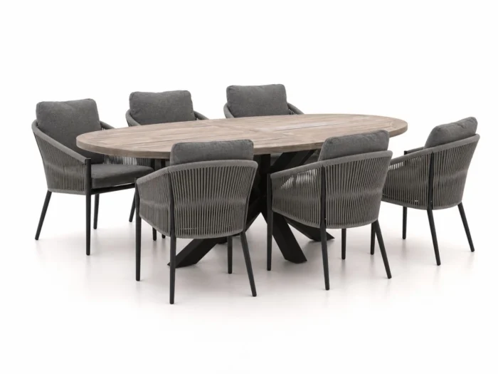 Bellagio tuinmeubelen + 15% kassakorting | Bellagio Mineo/ROUGH-Y Ellips 240cm dining tuinset 7-delig