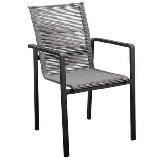 Yoi Ishi stackable dining stoel aluminium black rope dark grey – zwart