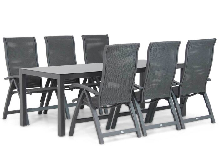 Presto Tarenta/Madras 220 cm dining tuinset 7-delig – Grijs-antraciet