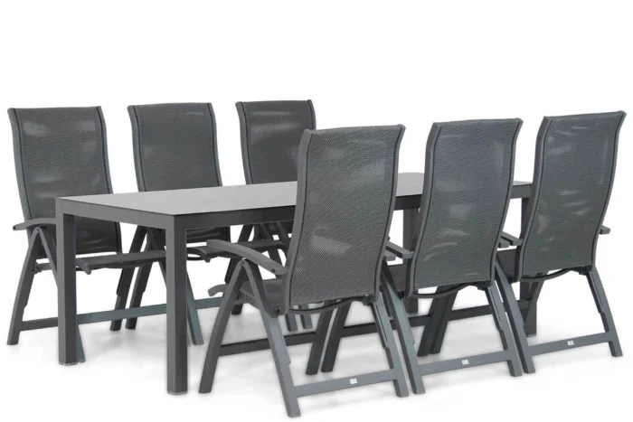 Presto Tarenta/Madras 220 cm dining tuinset 7-delig - Grijs-antraciet