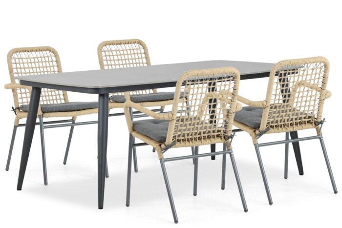 De Laan Projects Lifestyle Catalone/Vienna 180 cm dining tuinset 5-delig – Taupe-naturel-bruin