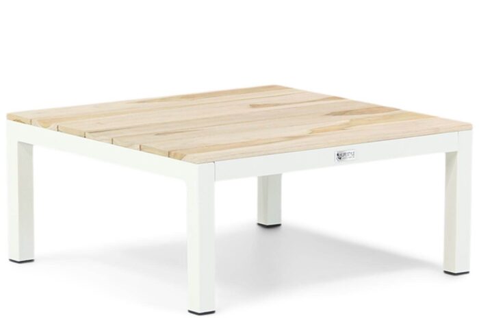 Lifestyle Vero Beach loungetafel 70×70 cm white /teak – Wit