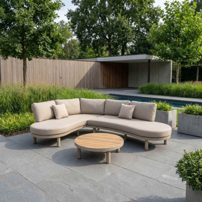 LUX outdoor living Washington hoek loungeset 5 personen | aluminium + hardhout | beige | 4-delig 259x195cm