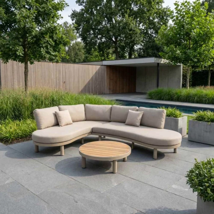 LUX outdoor living Washington hoek loungeset 5 personen | aluminium + hardhout | beige | 4-delig 259x195cm