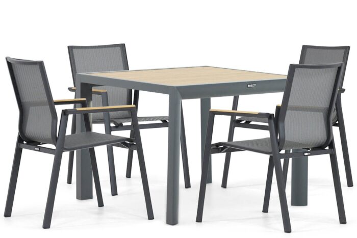 Lifestyle Garden Furniture Fiora/Borello 100 cm dining tuinset 5-delig – Grijs-antraciet