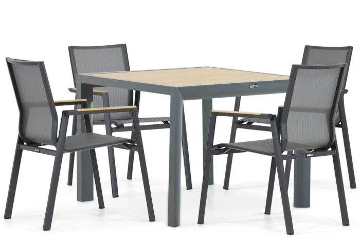 Lifestyle Garden Furniture Fiora/Borello 100 cm dining tuinset 5-delig - Grijs-antraciet