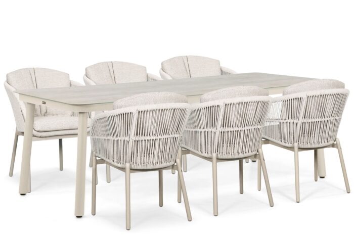 Lifestyle Garden Furniture Monaco/Tavano 220×90 cm dining tuinset 7-delig – Zand/Beige