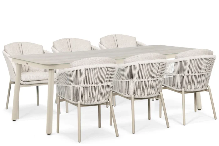 Lifestyle Garden Furniture Monaco/Tavano 220x90 cm dining tuinset 7-delig - Zand/Beige