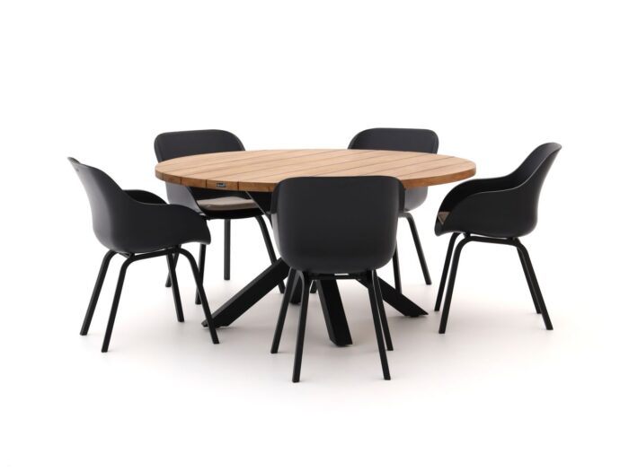 Hartman tuinmeubelen Hartman Le Soleil Element/Stephanie ø150cm dining tuinset 6-delig Laagste prijsgarantie! – Zwart