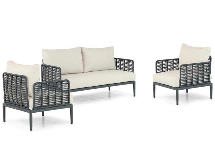Coco Ibiza stoel-bank loungeset 3-delig – Grijs-antraciet