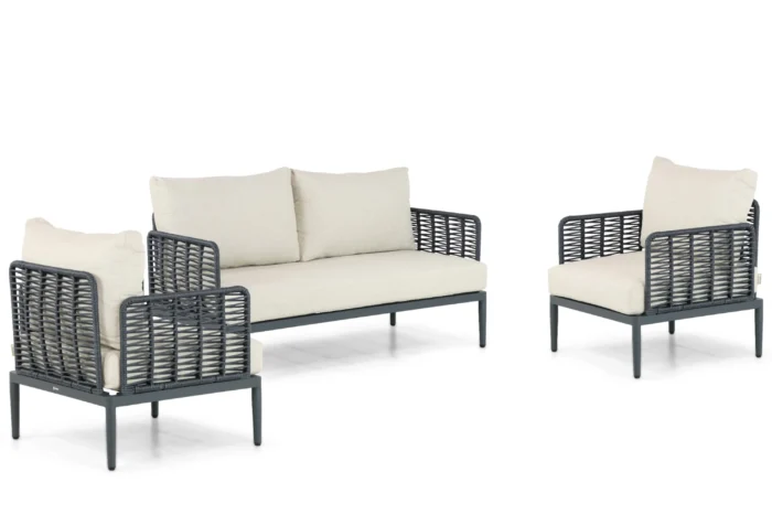Coco Ibiza stoel-bank loungeset 3-delig - Grijs-antraciet