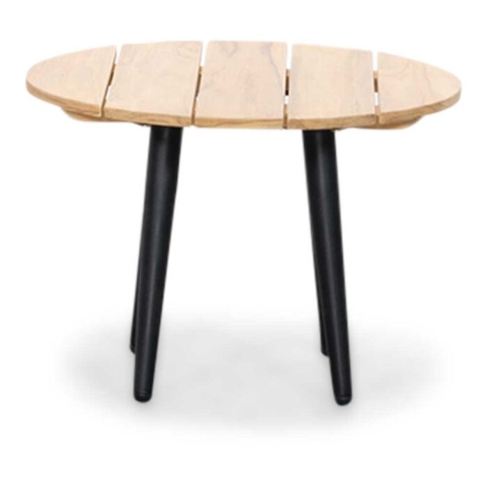 BUITEN living Palermo bijzettafel | aluminium + teakhout | 55cm – Natural Teak/antraciet