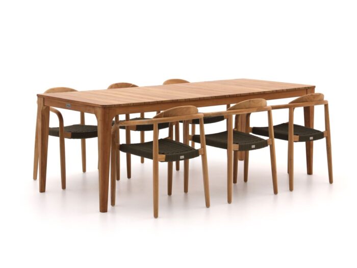 Bellagio tuinmeubelen Berbaro/Bruca 220cm dining tuinset 7-delig stapelbaar – Bruin
