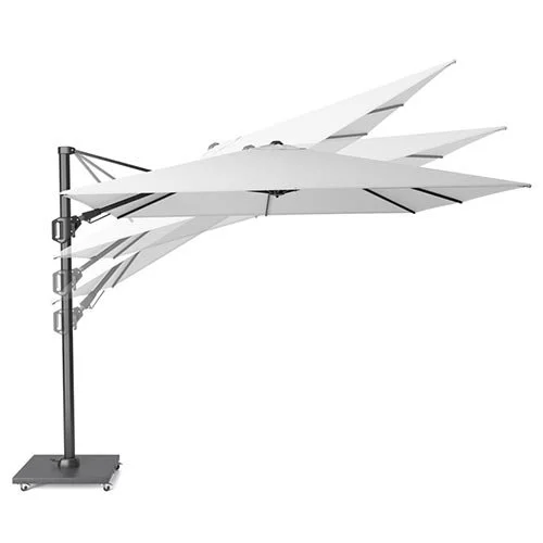 Platinum Zweefparasol Challenger Zijwaarts Kantelbaar (T2) premium 3x3 meter Manhattan zonwering I - tweekleurig