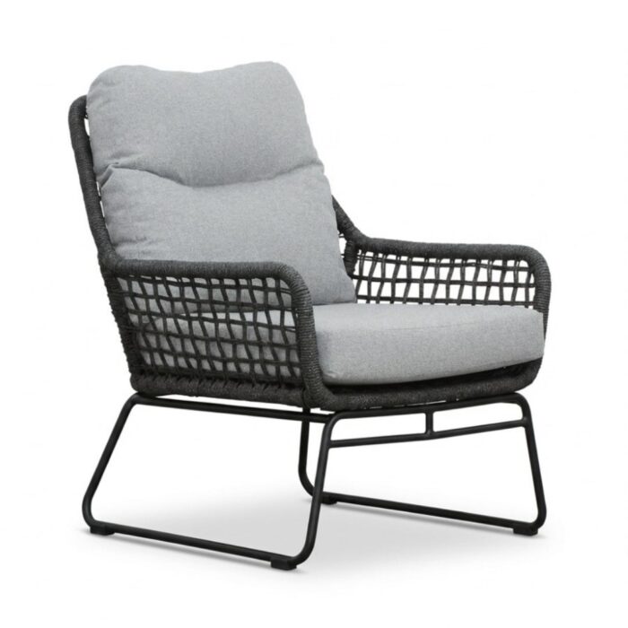 BUITEN living Valencia loungestoel | touw + aluminium | Stone Grey