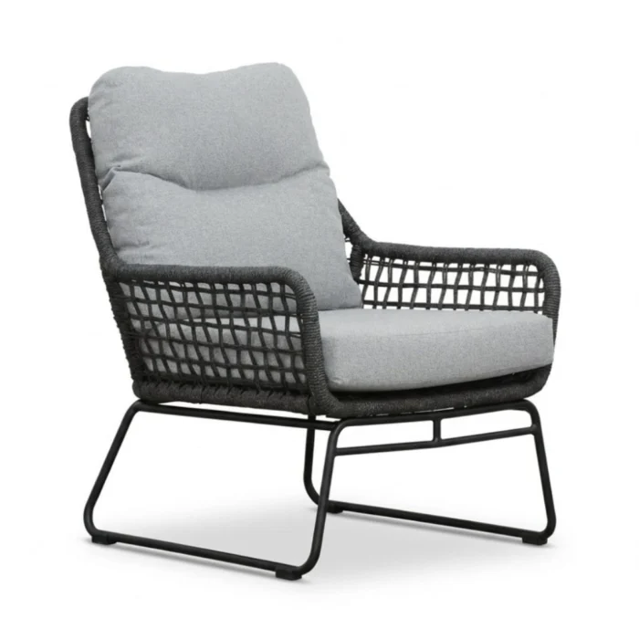 BUITEN living Valencia loungestoel | touw + aluminium | Stone Grey