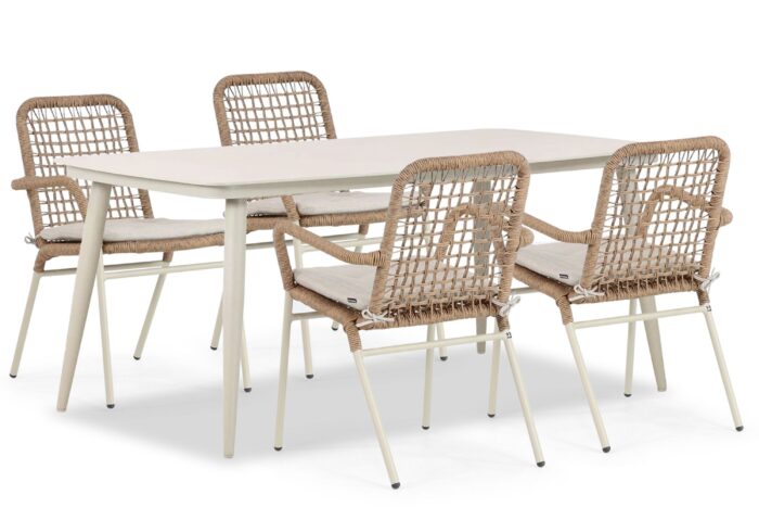 De Laan Projects Lifestyle Catalone/Vienna 180 cm dining tuinset 5-delig – Taupe-naturel-bruin