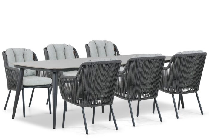Santika Furniture Nanda/Vienna 240 cm dining tuinset 7-delig – Grijs-antraciet