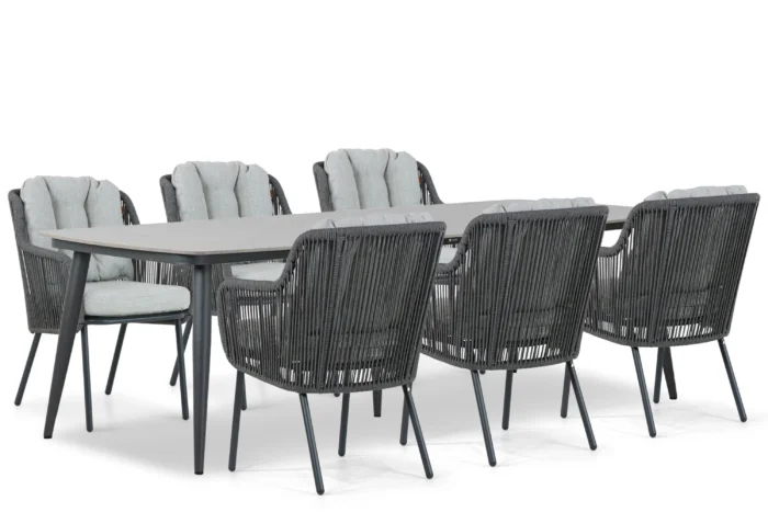 Santika Furniture Nanda/Vienna 240 cm dining tuinset 7-delig - Grijs-antraciet