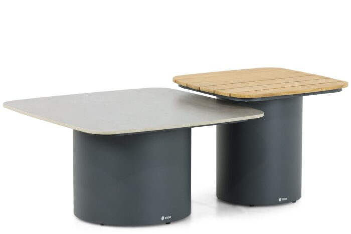 Coco Ronda lounge tafelset 50 cm + 70 cm – Grijs-antraciet