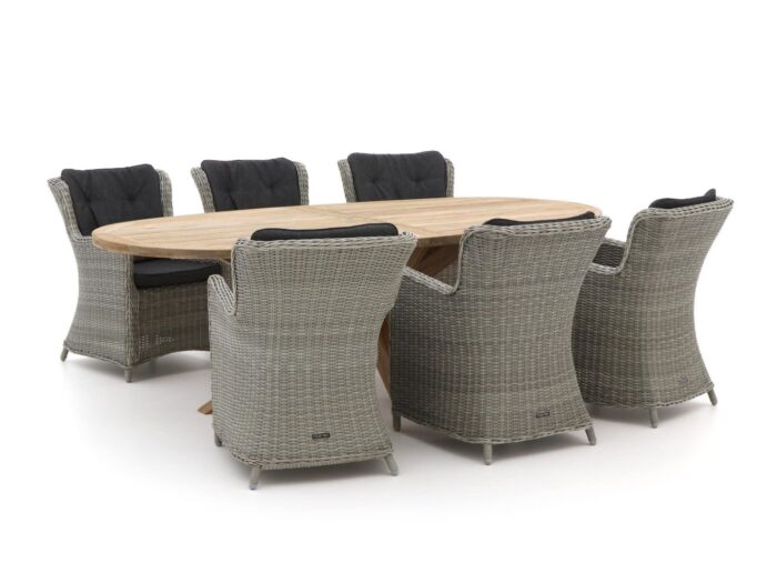 Intenso Furniture Intenso Milano/ROUGH-Y Ellips 240cm dining tuinset 7-delig Laagste prijsgarantie! – Grijs