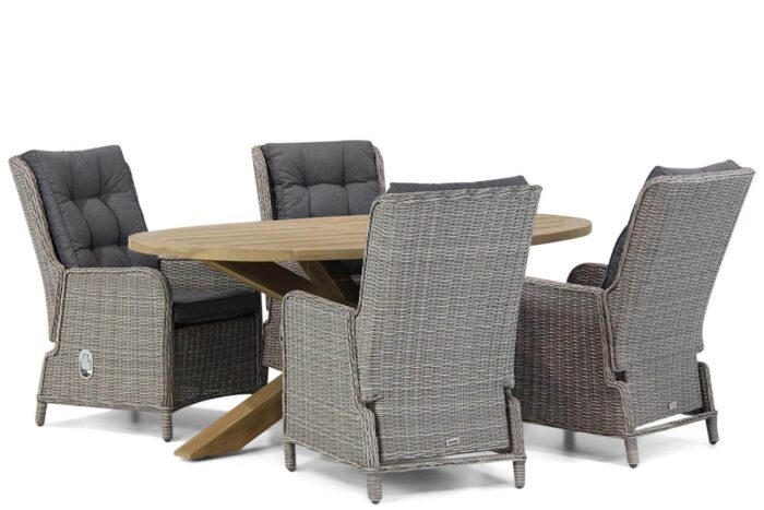 Garden Collections Kingston/Boston 200 cm ovaal dining tuinset 5-delig – Grijs-antraciet