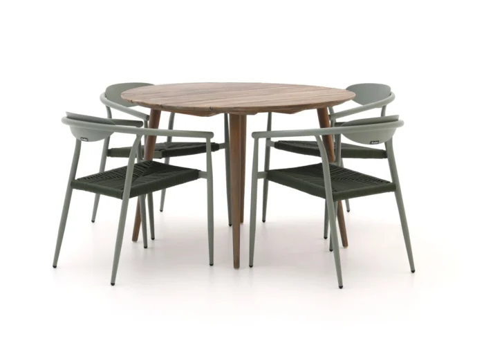 Manifesto Furniture Cavone/ROUGH-K ø 115cm dining tuinset 5-delig stapelbaar - Bruin