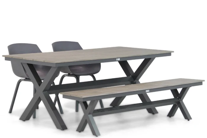 Lifestyle Garden Furniture Salina/Forest 180 cm dining tuinset 4-delig - Grijs-antraciet