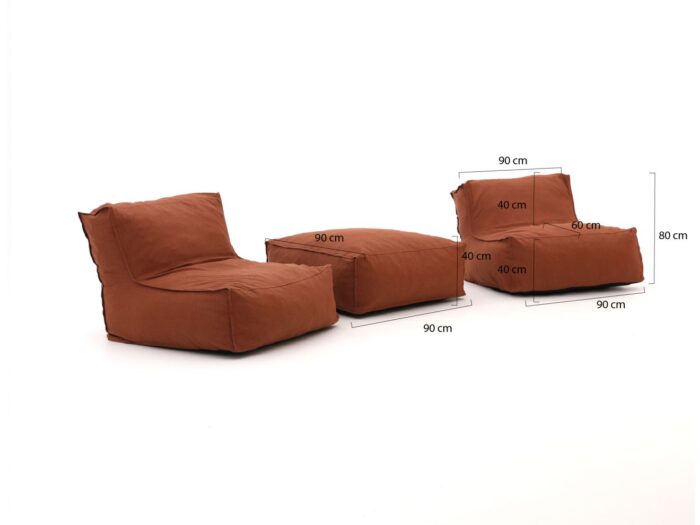 Manifesto Furniture Manifesto Lonato zitzak lounge balkonset 3-delig Laagste prijsgarantie! – N.V.T.