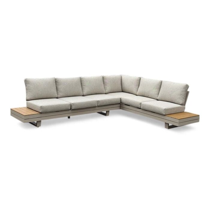 LUX outdoor living Vegas hoek loungeset-rechts 6 personen | aluminium + polywood | beige | 4-delig 311x230cm