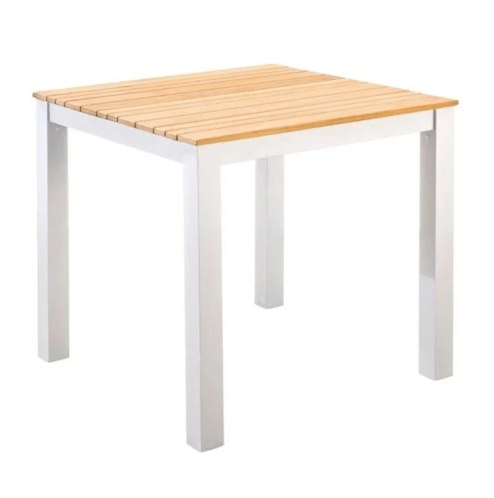 Yoi Arashi tuintafel aluminium 76x76cm white/teak - natuurlijk;wit