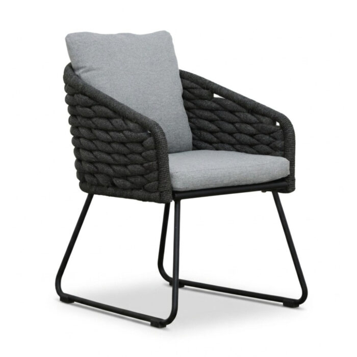 BUITEN living Flora dining tuinstoel | touw + aluminium | Stone Grey