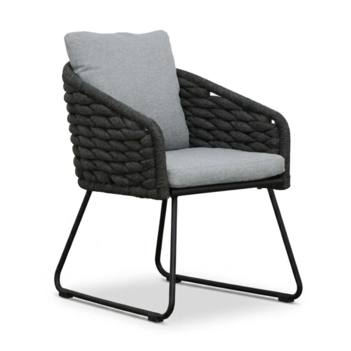 BUITEN living Flora dining tuinstoel | touw + aluminium | Stone Grey