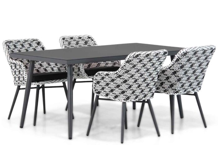 Lifestyle Garden Furniture Crossway/Valencia 170 cm dining tuinset 5-delig – Zwart-wit