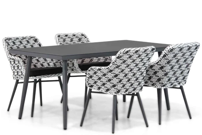 Lifestyle Garden Furniture Crossway/Valencia 170 cm dining tuinset 5-delig - Zwart-wit