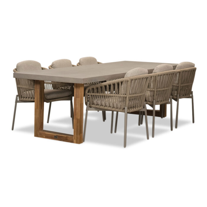 BUITEN living Lausanne/Rico zand dining tuinset | 6 personen | betonlook + aluminium | 250cm