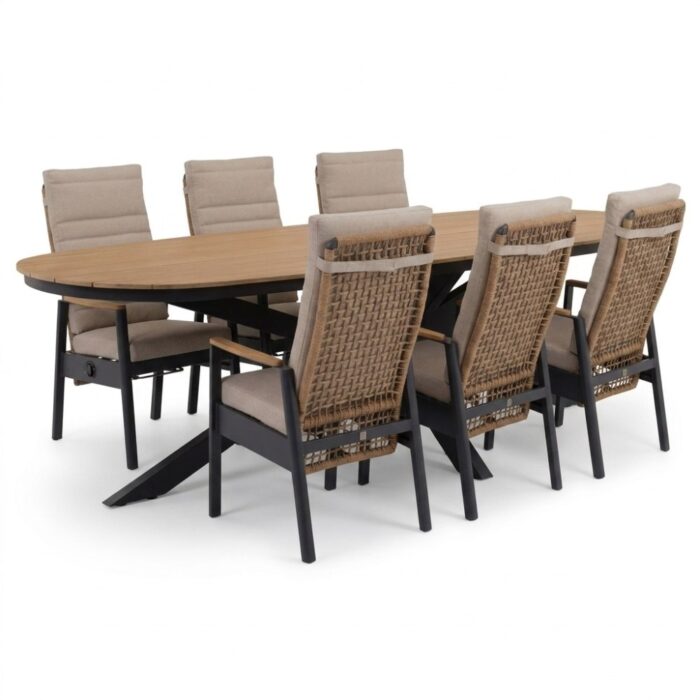 LUX outdoor living Texas/Boston dining tuinset | 6 personen | polywood + aluminium | 260cm