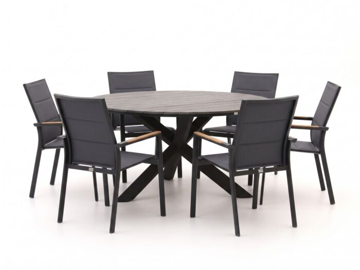 Bellagio tuinmeubelen Albinea/Fidenza ø149cm dining tuinset 7-delig stapelbaar