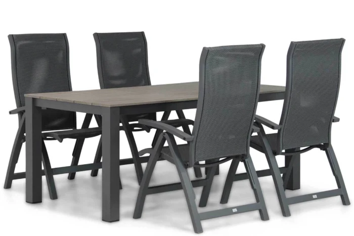 Presto Tarenta/Valley 180 cm dining tuinset 5-delig - Grijs-antraciet