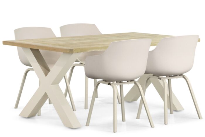 Lifestyle Garden Furniture Salina/Cardiff 180 cm dining tuinset 5-delig – Taupe-naturel-bruin