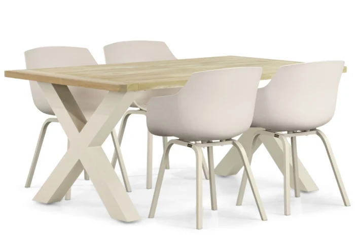 Lifestyle Garden Furniture Salina/Cardiff 180 cm dining tuinset 5-delig - Taupe-naturel-bruin