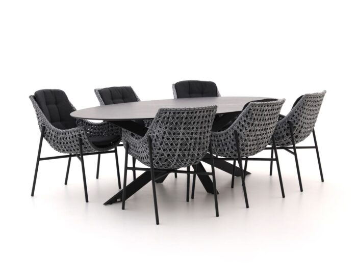 Manifesto Furniture Manifesto Novara/Furato ellips 240cm dining tuinset 7-delig Laagste prijsgarantie! – Zwart