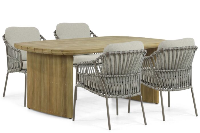 4 Seasons Outdoor Capalbio/Falcon 180 cm dining tuinset 5-delig – Taupe-naturel-bruin