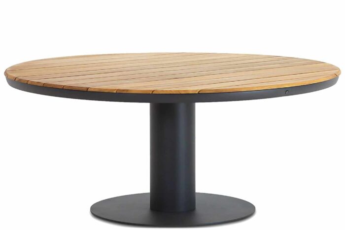 Coco Salerno dining tuintafel 160 cm Ø laag – Grijs-antraciet