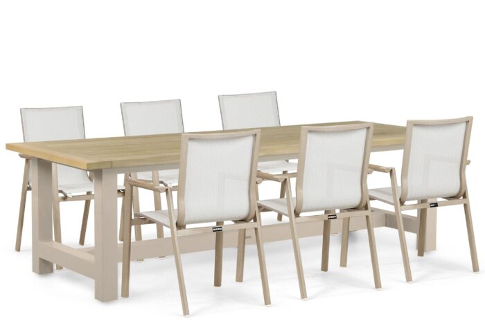 Lifestyle Garden Furniture Fiora/San Francisco 260×100 cm dining tuinset 7-delig – Zand/Beige