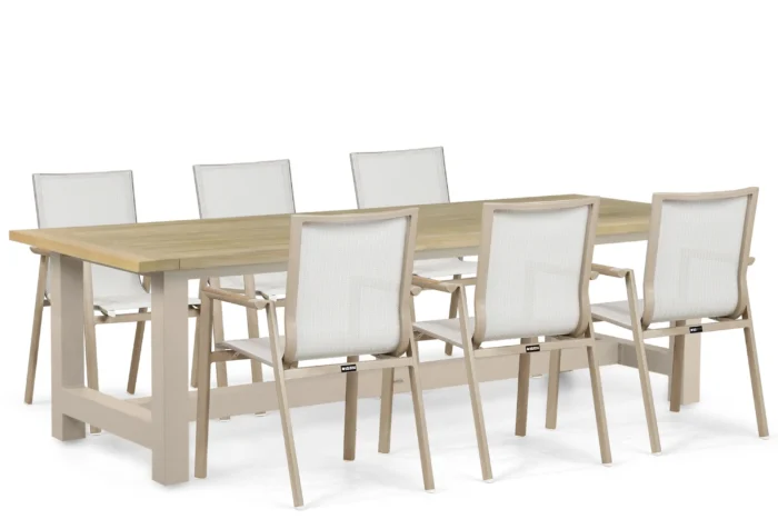 Lifestyle Garden Furniture Fiora/San Francisco 260x100 cm dining tuinset 7-delig - Zand/Beige