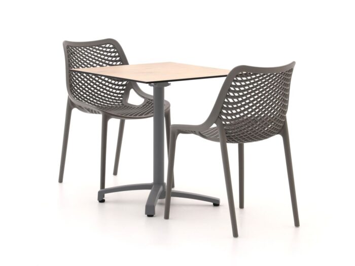 Forza Furniture Ripi/Canzo 70cm dining tuinset 3-delig stapelbaar inklapbaar – Bruin