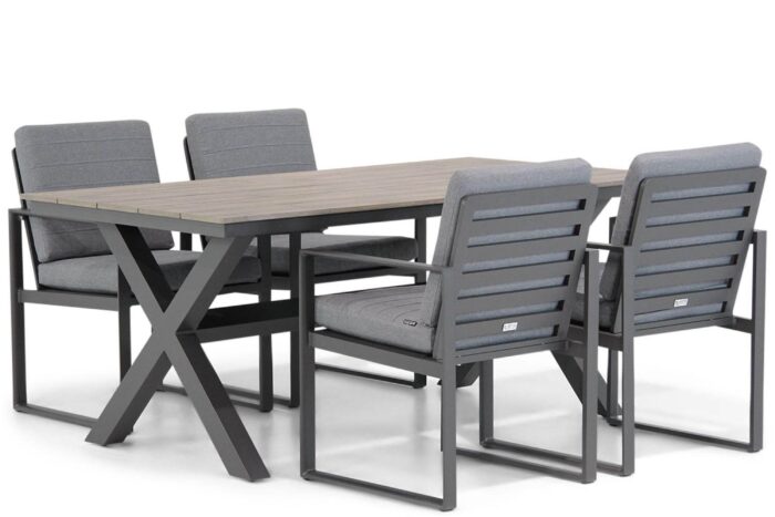 Santika Furniture Zaga/Forest 180 cm dining tuinset 5-delig – Grijs-antraciet